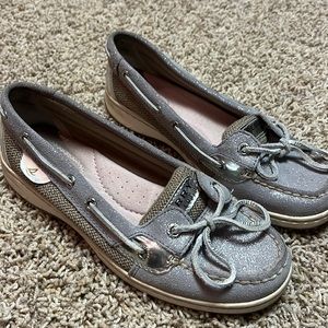 Sperry silver sparkle shoes
